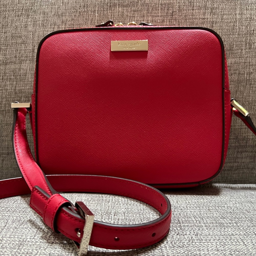 Kate Spade Newbury Lane Cammie Saffiano Genuine Leather Hot Chili Crossbody Bag